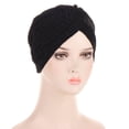 thumbnail image 4 of ZHENHONG Turbans for Women Women Turbans Knot Pre Tied Bonnet Hat Headwraps Hats Casual Solid Color Headwear Black, 4 of 4