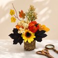thumbnail image 5 of Mini Artificial Thanksgiving Pumpkin Maple Leaf Potted Plants, Realistic Fall Autumn Greenery Tabletop Ornament, Small Faux Plants Decor for Home Office Desk Indoor Holiday, 5 of 7