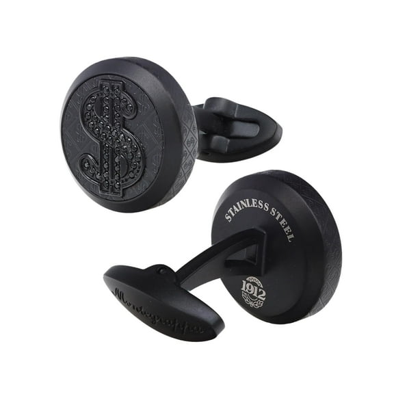 Montegrappa Black Ion Plated Steel Cash Crystal Cufflinks