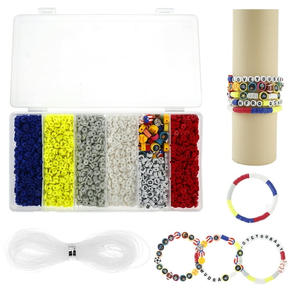 Ikoopy Clay Beads 6mm DIY Bracelet Kit Clay Beads with String Portable Clay Bead Charms Multifunctional Bracelet Making Beads for Kids Adults Handmade Enthusiasts