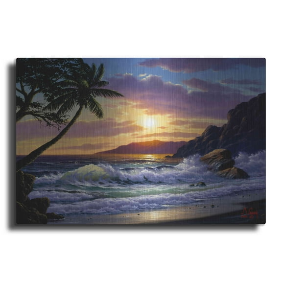 Luxe Metal Art 'Emerald Sea' by Anthony Casay, Metal Wall Art, 24"x16"