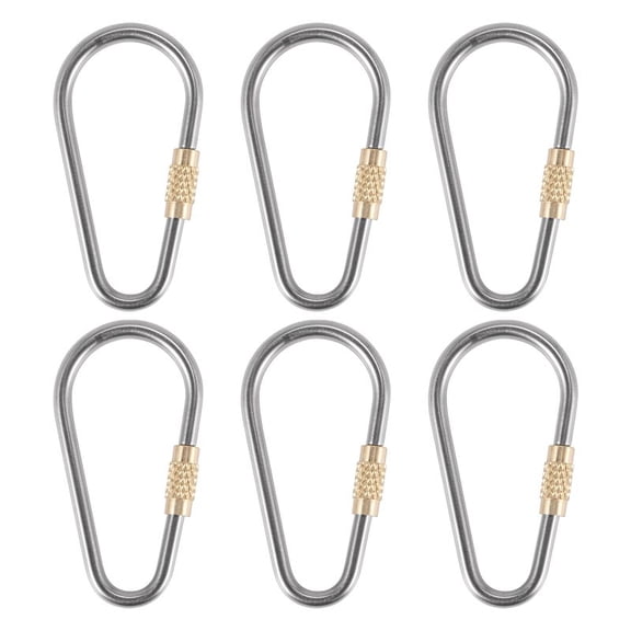 6PCS Mini Titanium Locking Carabiner,Small Sturdy D-Ring Keychain Clip for Indoor Outdoor Backpack Climbing