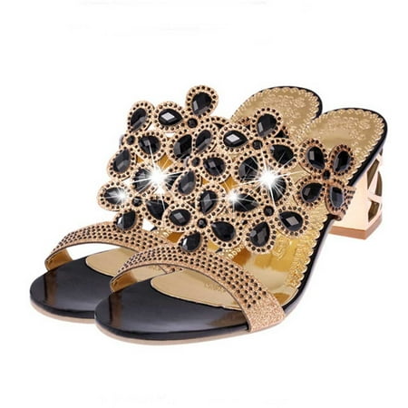 

Hvyesh Deals of The Day Women Summer Sandals for Women High Heel Rhinestone Sandals Casual Dressy Sandals for Women Summer New Style Sandals