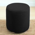 thumbnail image 5 of Stretch Ottoman Slipcovers Round Ottoman Covers Removable Footstool Covers Storage Ottoman for Living Room - Black, 5 of 6