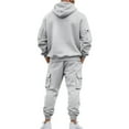 thumbnail image 6 of MLQIDK Mens Big and Tall 2 Piece Set Workout Gym Fleece Zip up Hoodie and Sweatpants Athletic Track Suits Winter Casual Sweatsuits Jogging Sweat Suits Lounge Outfit Beige XL, 6 of 6