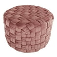 thumbnail image 2 of 24" Round Ottoman Pouf, Braided Ottoman Pouf, Modern Velvet Footrest Stool for Living Room, Bedroom, Entryway, Pink, 2 of 6