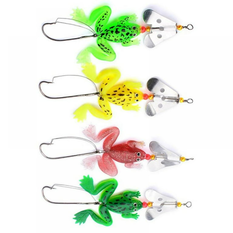 Fishing Frog Lure Bass Fishing Frogs, 4Pcs Topwater Fishing Frog Lures  Hollow Body Weedless Soft Swimbaits