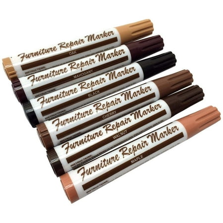 Touching Up Furniture Scratches Set of 6 Piece Furniture Repair System Restore Oak Walnut Cherry Scratched Furniture - Touch up & Renew Any Wood Surface ()