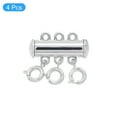 thumbnail image 3 of Uxcell Layering Necklace Clasp 4Pack 3 Strands Slide Magnetic Tube Lock Clasp, Silver, 3 of 6