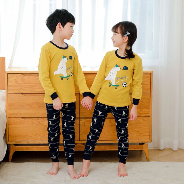 Conjunto de ropa de dormir de 2 a 15 años para niños, niñas, niños, pijamas de algodón de dibujos animados, manga larga, pantalón largo, conjunto de ropa de dormirzhangyuxiang07+110cm/4-5Y zhangyuxiang unisex