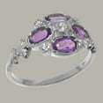 thumbnail image 2 of LBG British Made 10k White Gold Synthetic Cubic Zirconia & Natural Amethyst Womens Statement Ring - 33 size options - Size 8.75, 2 of 6