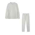thumbnail image 4 of MAWCLOS Women Sweatsuits Solid Color Jogger Set Plain Two Piece Outfit Loose Fit Jogging Long Sleeve Lounge Sets White L, 4 of 8