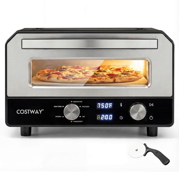 Costway Pizza Oven for 12” Pizzas with 6 Presets & 2-Min Rapid Baking Heats up to 750℉