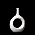 thumbnail image 4 of Jarrón de cerámica decorativo con diseño hueco y maceta moderna para mesa de comedor. Blanco, 4 of 7