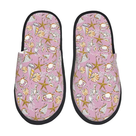 Balery Seafood Slient Indoor Furry Fleece Comfort House Shoes Soft Non-Slip Home Shoes Cotton slippers House Slippers-- Large
