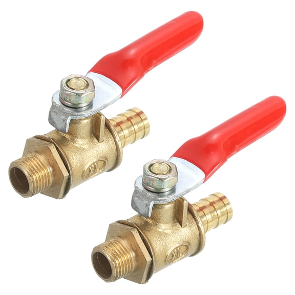 2Pack Brass Water Mini Ball Valve Shut Off Switch, G1/8" Male x 5/16" Hose Barb, 180 Degree