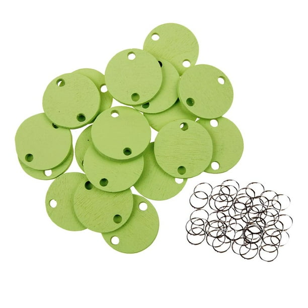 50 x Trocito Tablero Semiduro de Fibras en apariencia de Gancho de Etiquetas Artesanía Verde Soledad Chips redondos de madera