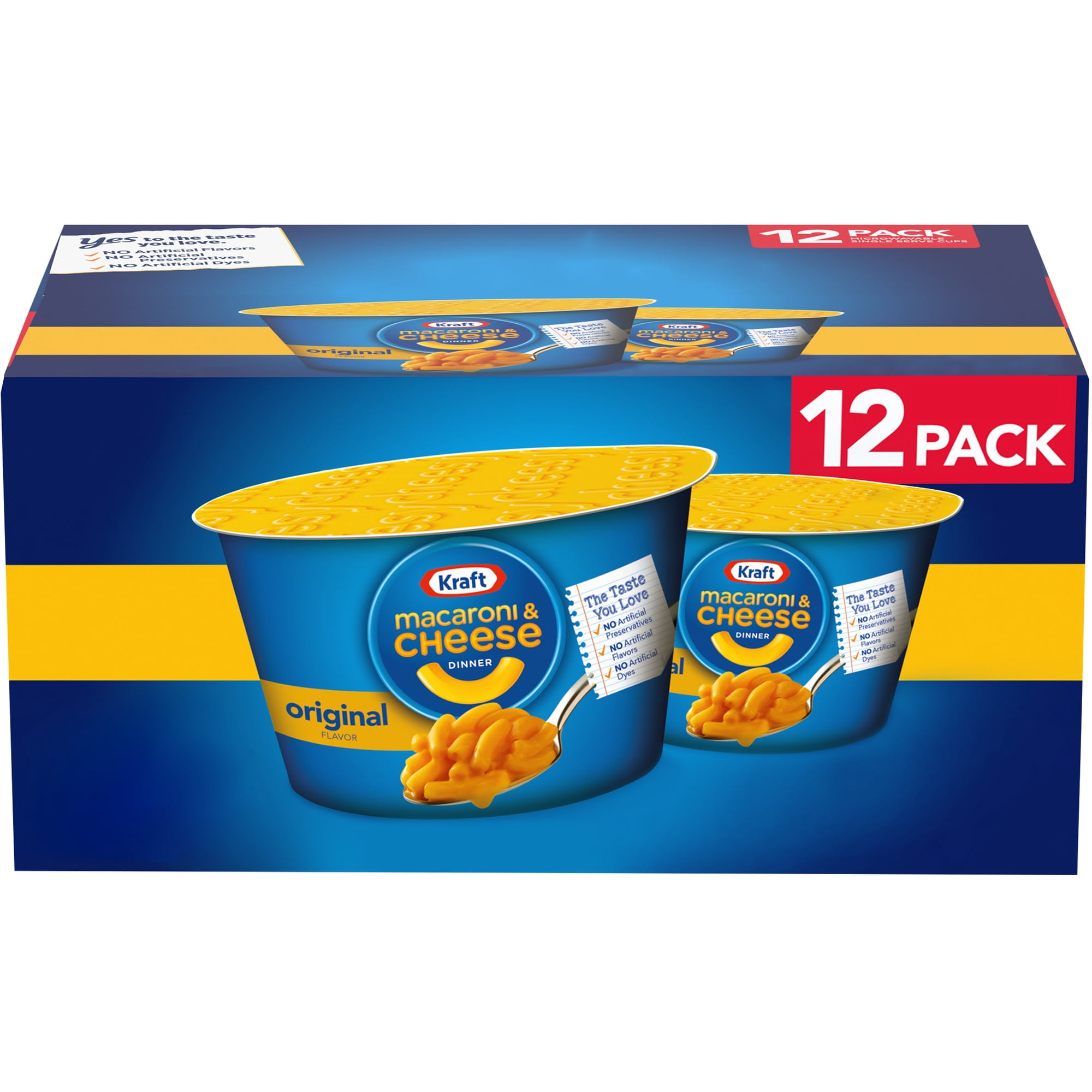 Kraft Macaroni & Cheese, Microwavable, 12 Ct Box, 2.05 oz Cups