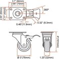 thumbnail image 4 of Ruedas Caster FactorDuty, paquete de 4, 76 mm, giratorias con freno de 101 mm, 4 of 9