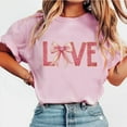 thumbnail image 2 of Levmjia Womens Tops Fashion Casual Short Sleeve Blouse Printed Valentine Day Round Neck Comfortable Polyester Stretch Regular Fit Spring Summer Tee, 2 of 6