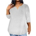 thumbnail image 2 of Plus Size Shirt For Women 2024 Summer Tops Sexy V-Neck Blouse Casual Loose Long Sleeve Blouse Gift for Women 50% Off Clearance!, 2 of 5