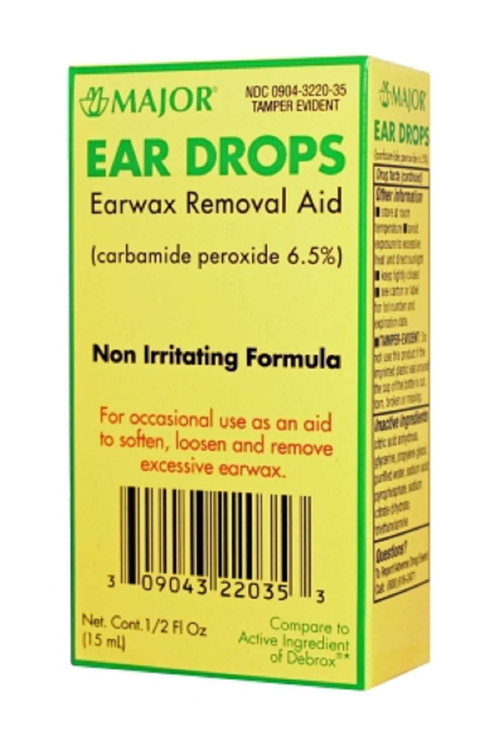 136MJRX MAJOR EAR DROPS BOXED CARBAMIDE PEROXIDE7 Colorless 15 ML