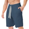 thumbnail image 2 of Nestiefly Men's Casual Classic Shorts Athletic Cotton Sweat Elastic Waist Drawstring Shorts with Drawstring Dark Blue S, 2 of 5
