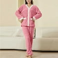 thumbnail image 2 of FAIWAD Flannel Pajamas for Women Set Fuzzy Fleece Warm Winter Tops with Pants Soft Plush Sleepwear with Pockets, 2 of 7