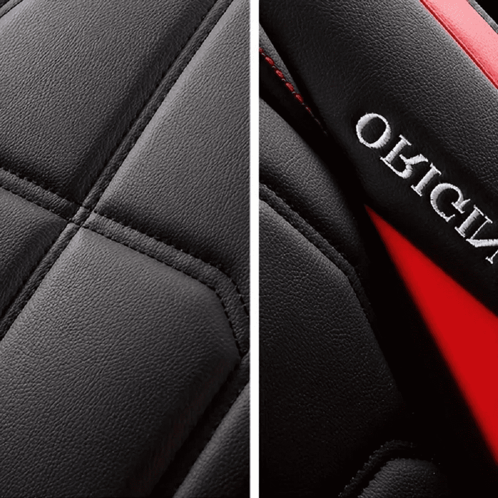 2 pack Car Seat Covers Set, Waterproof Faux Leather Seat Covers for Cars Universal Fit for SUV, Truck, Black Premium Car Seat Protector(Black-red)