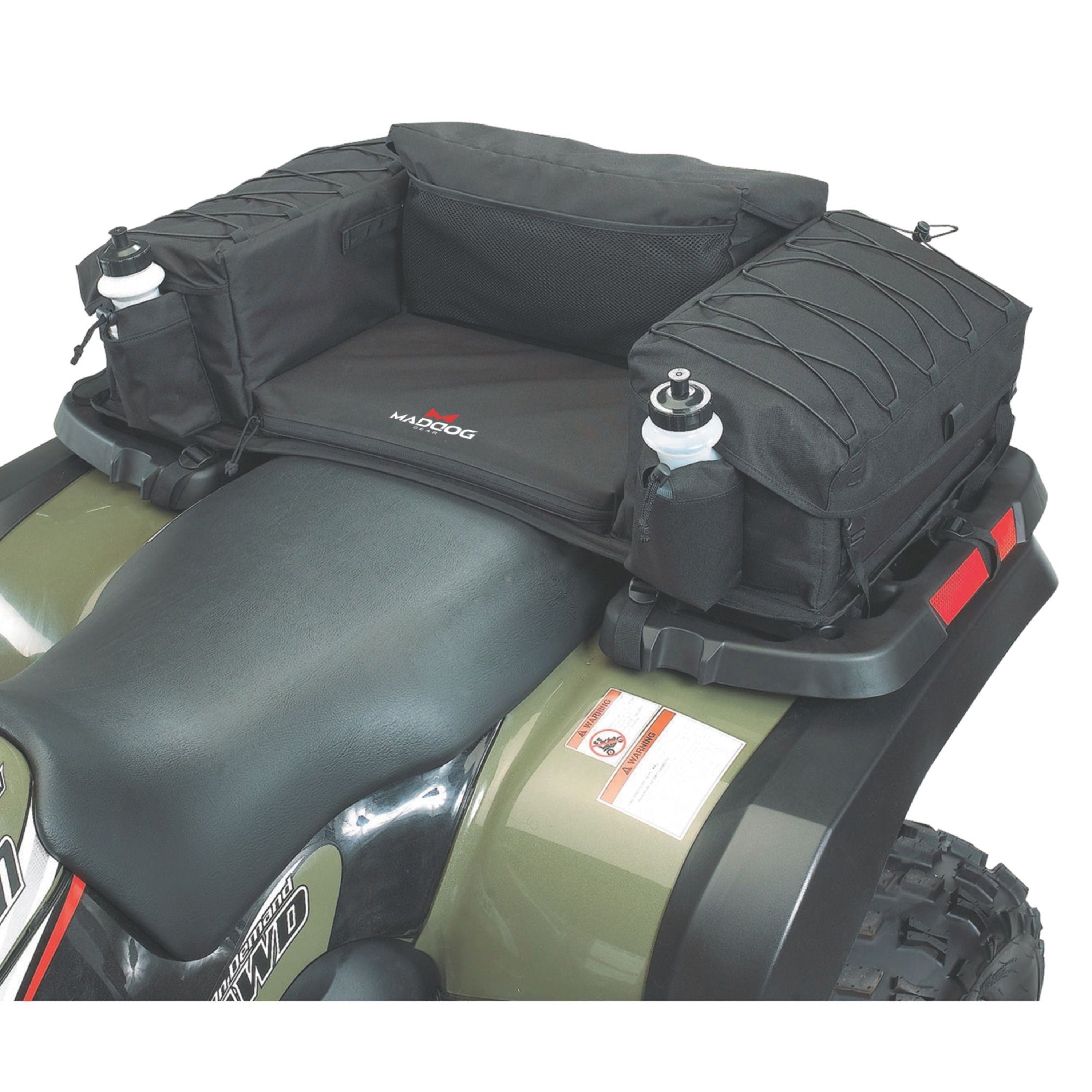 ATV Rear Passenger Seat Rack Cargo Storage Trunk Box Luggage Cupholders
