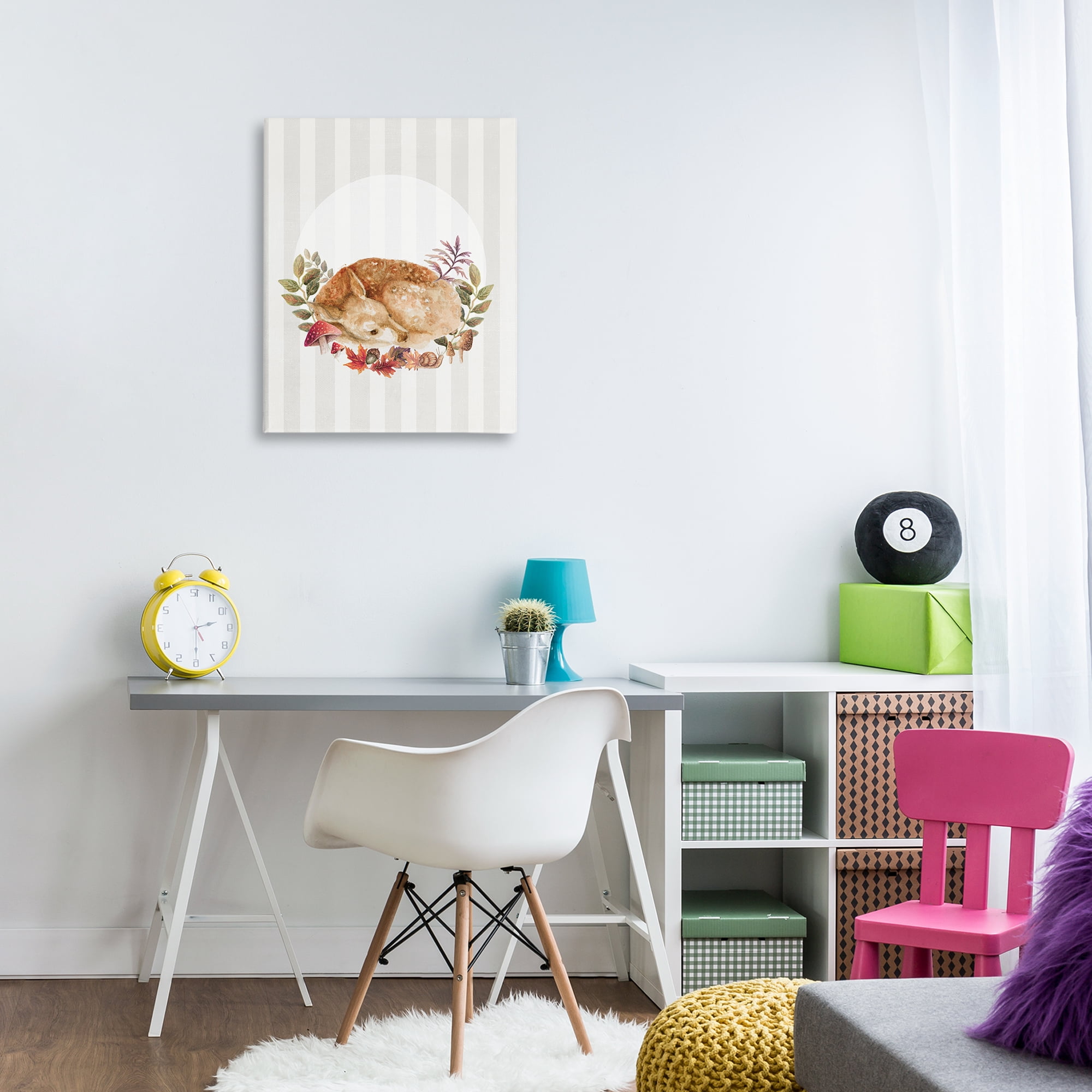 Stupell Industries Fawn on Stripes Animals & Insects Painting Gallery Wrapped Canvas Art Print Wall Art, 24 x 30