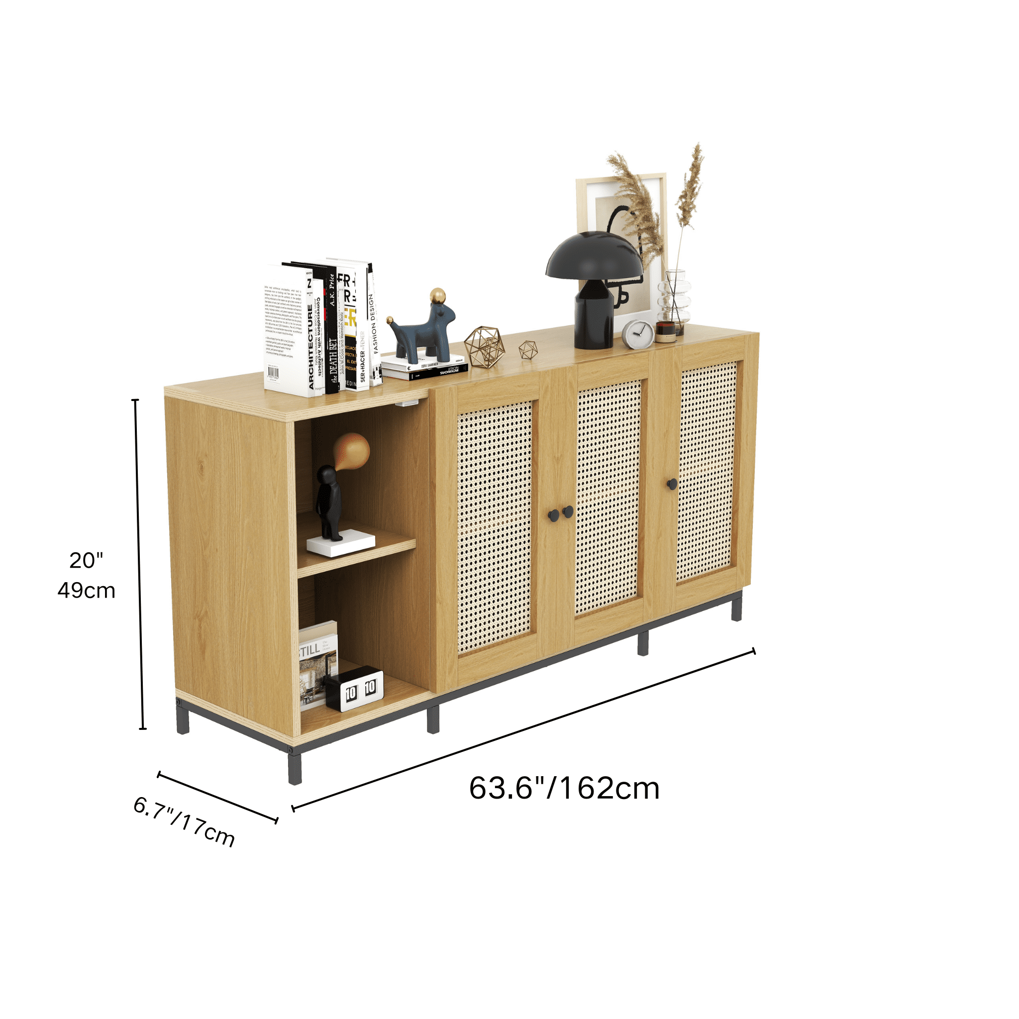 Dextrus Modern 4-Door Wood Sideboard - 59 Inch Width, Great for Storage in Living Areas,Beige
