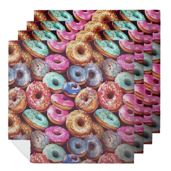 QKZF Colors Cute Donuts Cloth Napkins, Soft; Comfortable Polyester Dinner Napkin for Family, Restaurant, Weddings, Parties, Holiday Dinner