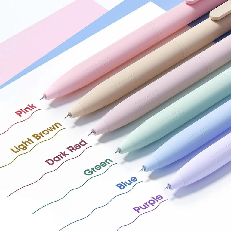 Colored Gel Pens for Note Taking, 6PCS Pastel Gel Pens Colored Ink Quick  Dry & No Smear, Retractable Cute Pen Fine Point 0.5mm for Journaling,  Aesthetic Gel Ink Pens Smooth Writing Stationery 