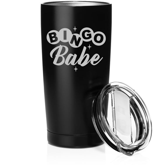 Smooth Body Tumbler Stainless Steel Vacuum Insulated Travel Mug Cup Gift Bingo Babe (20 oz, Matte Black)
