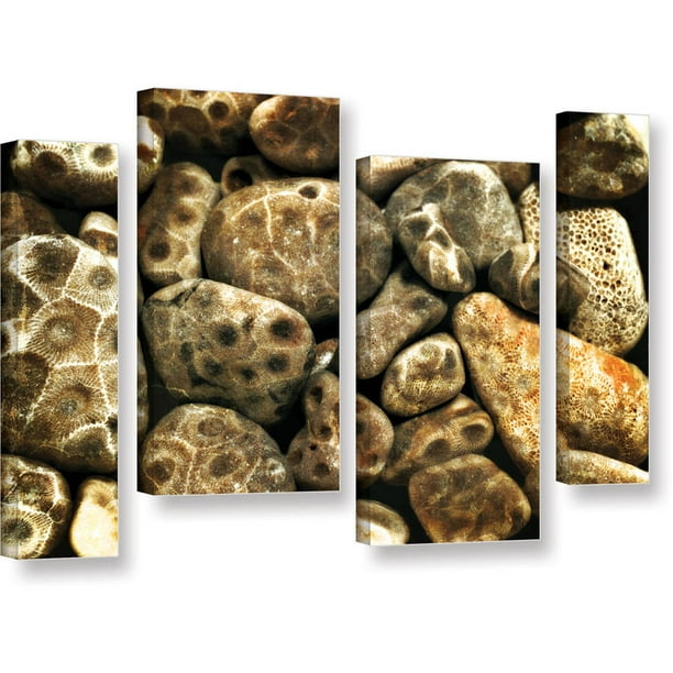 Artwall Kevin Calkins Petoskey Stone Collage 4 Piece Gallery Wrapped Canvas Staggered Set Walmart Com Walmart Com