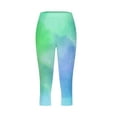 thumbnail image 6 of CFLVAEK Women Tie Dye Capri Pants Elastic Waist Gradient Yoga Leggings Trendy Printed Workout Capris Athletic High Rise Pedal Pushers Fall Markdown, 6 of 7