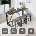 thumbnail image 3 of Industrial 4 Piece Bar Table Set with Power Outlet Breakfast Table Behind Couch Table with 3 Padded Stools for Kitchen Living Room Dining Room Dark Gray, 3 of 7