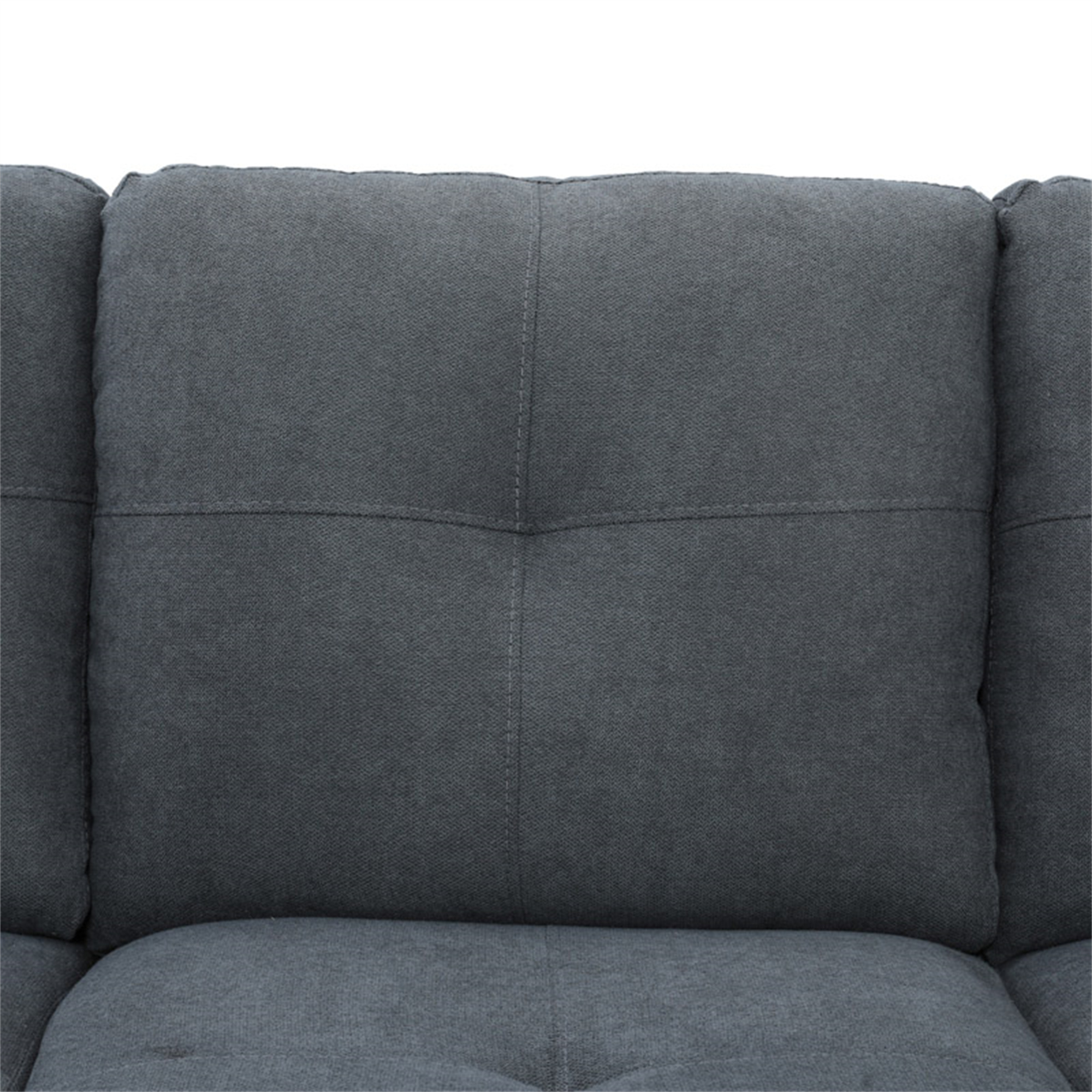 Aukfa Sectional Sofa, Living Room Couch with Storage Ottoman, Left Facing Chaise, Flannel, Dark Gray