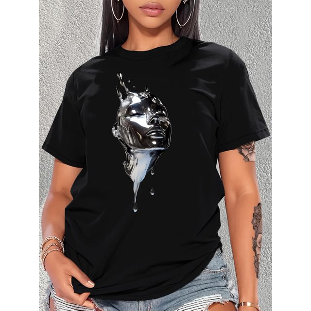 Drunk T-Shirt en Plastique pour Homme Imprimé Noir Mode Décontractée pour Femmes Col Rond Manches Courtes, Tee-Shirt de Sport Décontracté