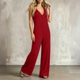 thumbnail image 6 of ASDFVBKG One Piece Jumpsuits for Women Dressy Casual Sleeveless V Neck Wide Leg Rompers Jumpers Vacation Summer Outfits Red L, 6 of 6