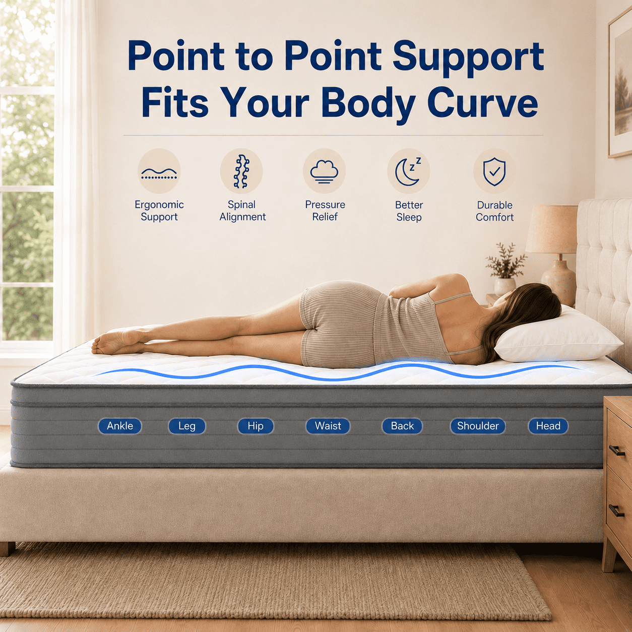Arienivo Queen Size Mattress 12" Hybrid Mattress in a Box, Cooling Gel Memory Foam and Pocket Coils, Medium Support, Pressure Relief & Motion Isolation for Adult