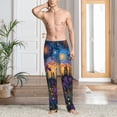 thumbnail image 6 of Lsque Cosmic Irises At Twilight Print Men's Pajama Pants, Lounge Pant - Comfortable Home Wear,Elastic Waistband, Stylish Design-XX-Large, 6 of 9