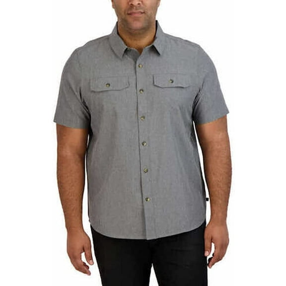 Gerry Men's Short Sleeve Quick Dry Tech Woven Shirt (Gray, Small)