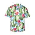 thumbnail image 4 of Xecao Flowers and Cactus print Hawaiian shirt - a stylish short-sleeve button-down for men, perfect for casual beach and tropical outings., 4 of 9