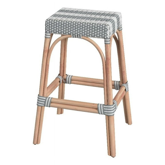 Butler Specialty Company Robias Rectangular Rattan 30" Bar Stool - Gray & White