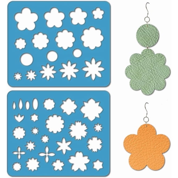 2Pcs 7.1x5.9 Inch Earrings Making Template Flower Leather Earring Templates Round Oval Jewelry Shape Template Reusable Acrylic Cutting Stencil for Earrings Making DIY Crafts