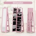 thumbnail image 3 of Costway 360° Rotatable Jewelry Cabinet Armoire 2-in-1 Lockable Mirrored Pink, 3 of 9