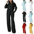 thumbnail image 2 of Women's Lace 2 Piece Outfits Long Sleeve Button Up Shirt and Wide Leg Pant Sets Pockets Dressy Casual Clothing (XL, Sky Blue), 2 of 3