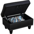 thumbnail image 4 of Sofa Ottoman with Storage, Ottoman Bench for Living Room,Bedroom, Rectangular, Black PU Leather, 4 of 14